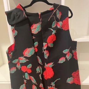 Beautiful Tahari black, red and green dress size 16.